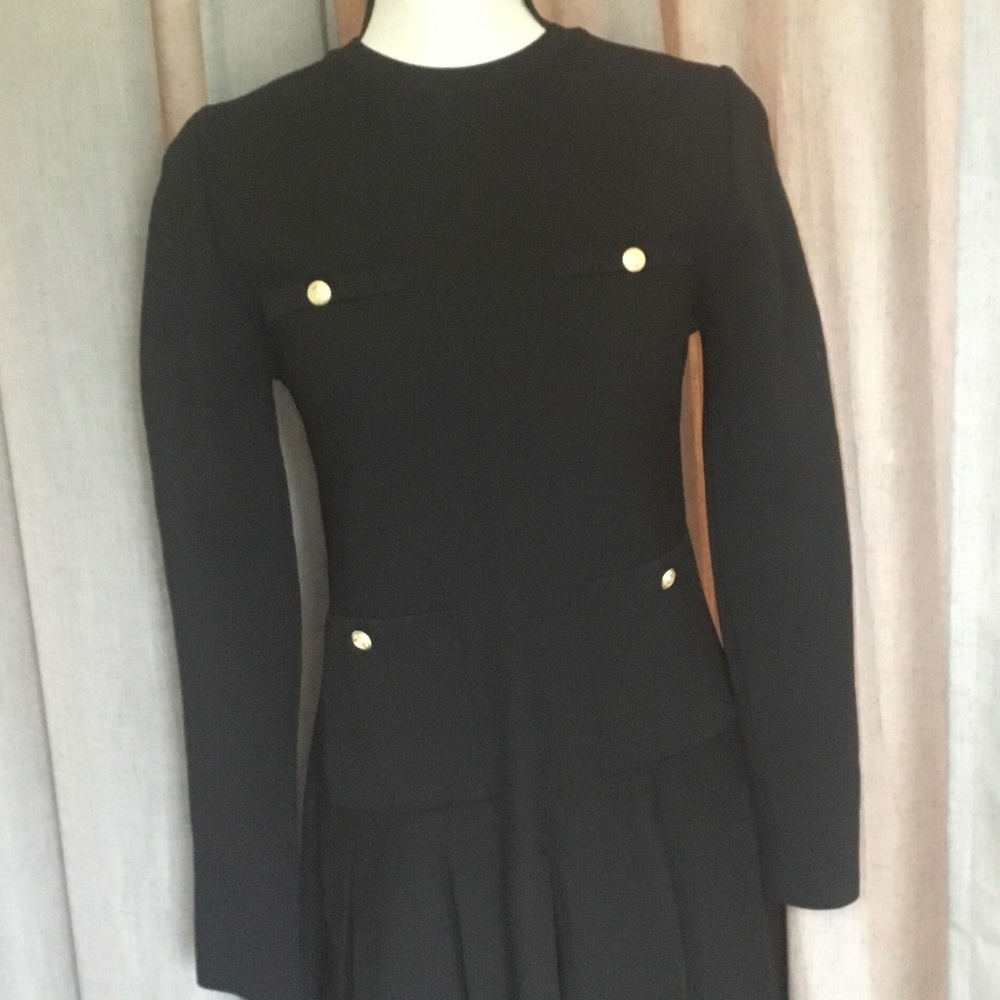 Zara black mini dress with gold tone decorative buttons